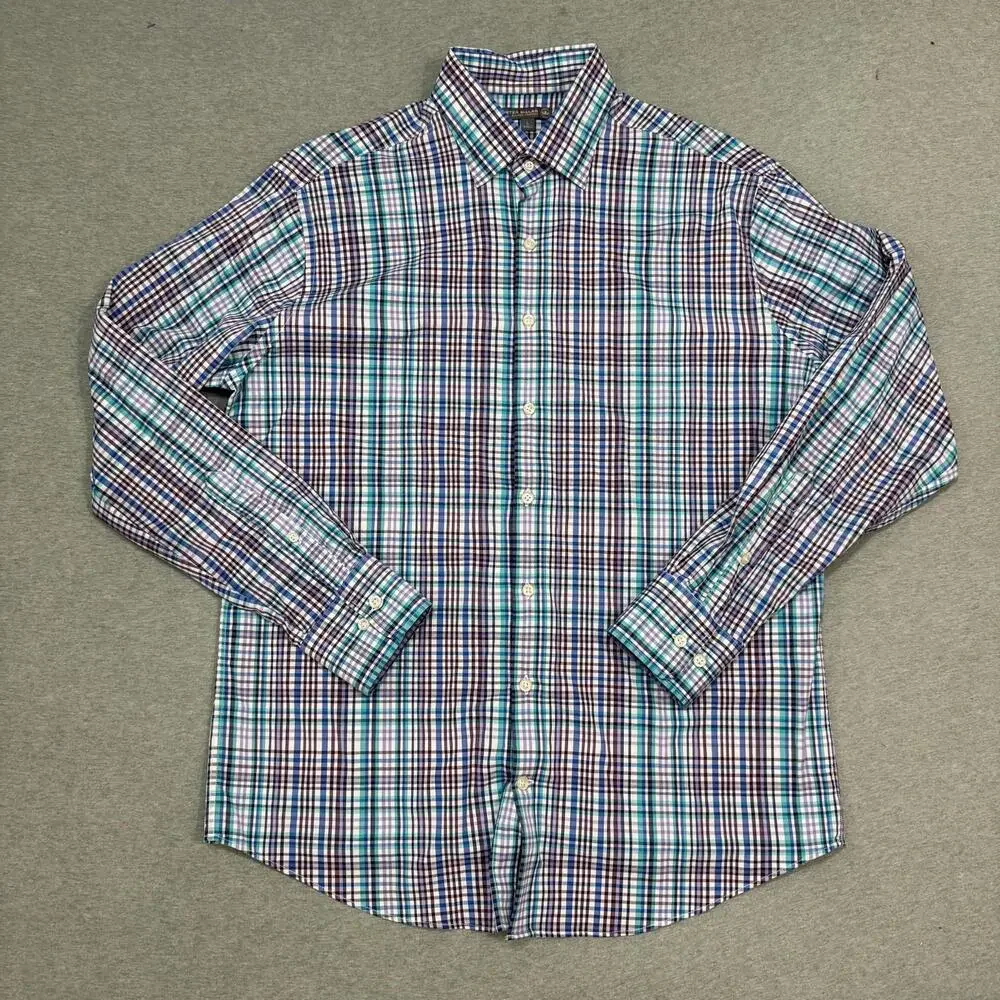 Peter Millar Shirt Mens Large‎ Button Down Performance Golf Tattersall Preppy